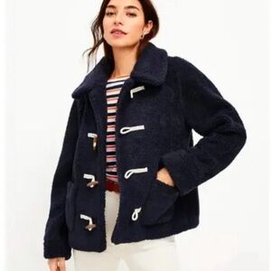 Ann Taylor Navy Teddy Toggle Jacket size Small
